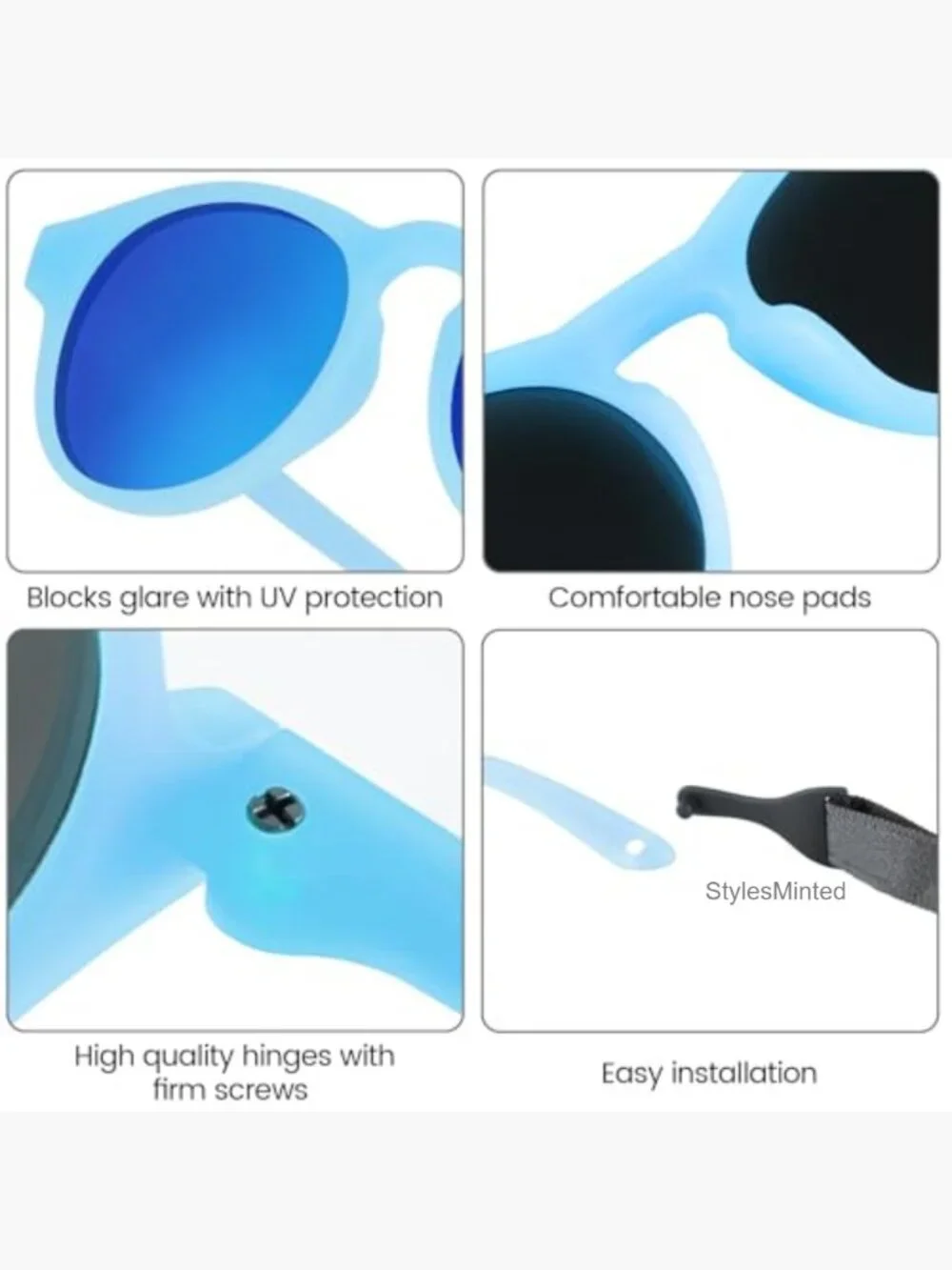Baby UV Protection Sunglasses with Strap - Polarized 0-24 Month